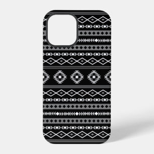 Aztec White Gray Black Mixed Motifs Muster iPhone 12 Pro Hülle
