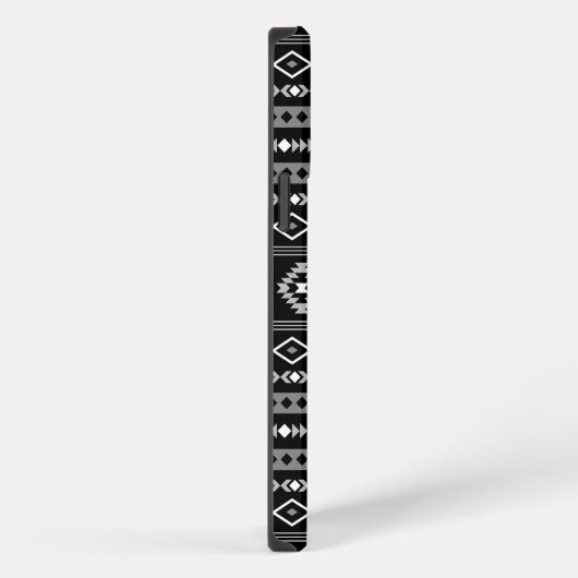 Aztec White Gray Black Mixed Motifs Muster iPhone Hülle (Rechte Seite)