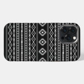 Aztec White Gray Black Mixed Motifs Muster iPhone Hülle (Rückseite (Horizontal))
