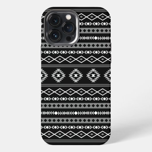 Aztec White Gray Black Mixed Motifs Muster iPhone Hülle (Rückseite)
