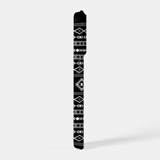 Aztec White Gray Black Mixed Motifs Muster iPhone Hülle (Rechte Seite)