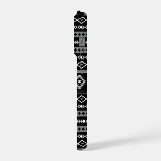 Aztec White Gray Black Mixed Motifs Muster iPhone Hülle (Linke Seite)