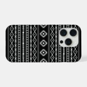 Aztec White Gray Black Mixed Motifs Muster iPhone Hülle (Rückseite (Horizontal))