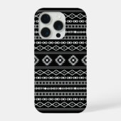 Aztec White Gray Black Mixed Motifs Muster iPhone Hülle (Rückseite)