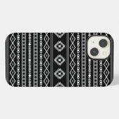 Aztec White Gray Black Mixed Motifs Muster iPhone Hülle (Rückseite (Horizontal))