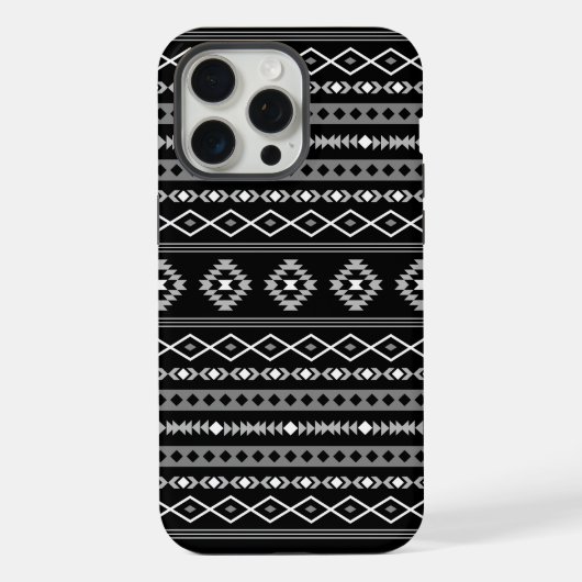 Aztec White Gray Black Mixed Motifs Muster iPhone Hülle (Rückseite)