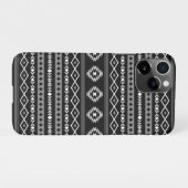 Aztec White Gray Black Mixed Motifs Muster iPhone Hülle (Rückseite (Horizontal))
