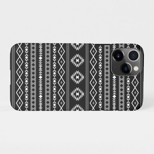 Aztec White Gray Black Mixed Motifs Muster iPhone Hülle (Rückseite (Horizontal))