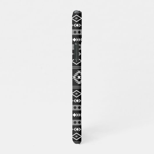 Aztec White Gray Black Mixed Motifs Muster iPhone Hülle (Rechte Seite)