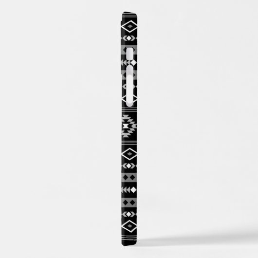 Aztec White Gray Black Mixed Motifs Muster iPhone Hülle (Linke Seite)