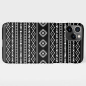 Aztec White Gray Black Mixed Motifs Muster iPhone Hülle (Rückseite (Horizontal))