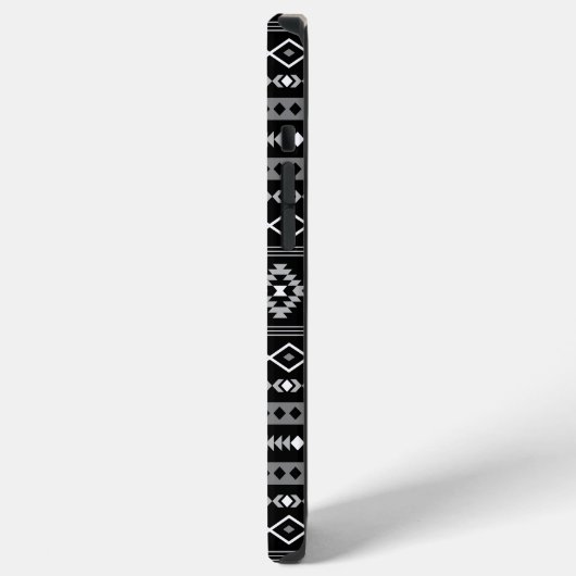 Aztec White Gray Black Mixed Motifs Muster iPhone Hülle (Linke Seite)