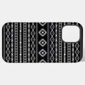 Aztec White Gray Black Mixed Motifs Muster iPhone Hülle (Rückseite (Horizontal))