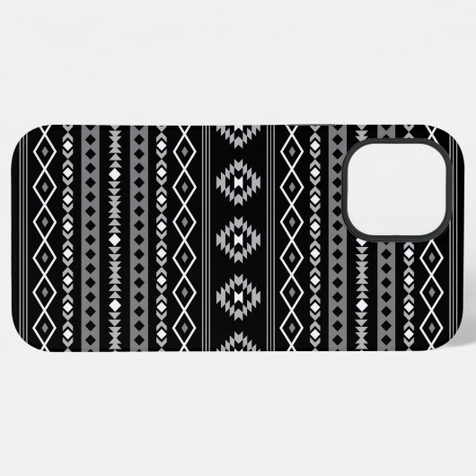 Aztec White Gray Black Mixed Motifs Muster iPhone Hülle (Rückseite (Horizontal))