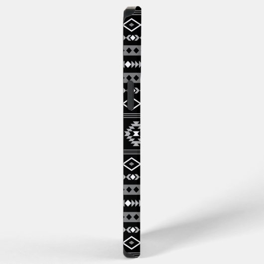 Aztec White Gray Black Mixed Motifs Muster iPhone Hülle (Rechte Seite)