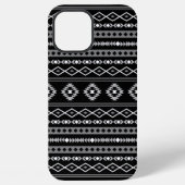 Aztec White Gray Black Mixed Motifs Muster iPhone Hülle (Rückseite)