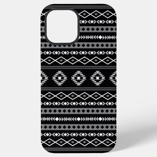 Aztec White Gray Black Mixed Motifs Muster iPhone Hülle (Rückseite)