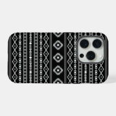Aztec White Gray Black Mixed Motifs Muster iPhone Hülle (Rückseite (Horizontal))