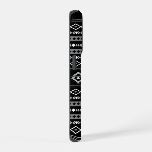 Aztec White Gray Black Mixed Motifs Muster iPhone Hülle (Rechte Seite)