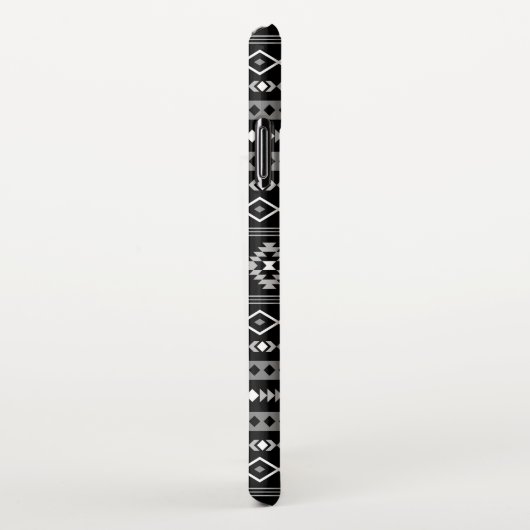 Aztec White Gray Black Mixed Motifs Muster iPhone Hülle (Rechte Seite)