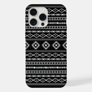 Aztec White Gray Black Mixed Motifs Muster iPhone 15 Pro Max Hülle