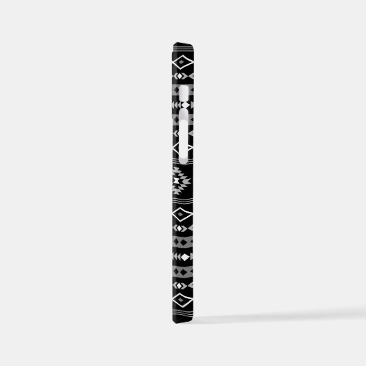 Aztec White Gray Black Mixed Motifs Muster iPhone Hülle (Linke Seite)