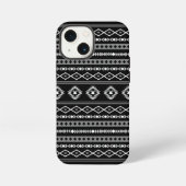 Aztec White Gray Black Mixed Motifs Muster iPhone Hülle (Rückseite)