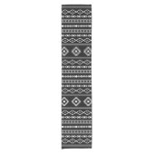 Aztec White Gray Black Mixed Motifs Muster Kurzer Tischläufer (Vorderseite)