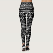 Aztec White Gray Black Mixed Motifs Muster Leggings (Rückseite)