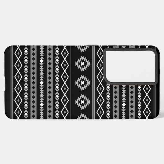 Aztec White Gray Black Mixed Motifs Muster Samsung Galaxy Hülle (Rückseite (Horizontal))