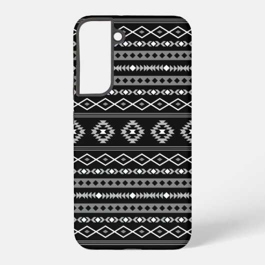 Aztec White Gray Black Mixed Motifs Muster Samsung Galaxy Hülle (Rückseite)