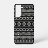 Aztec White Gray Black Mixed Motifs Muster Samsung Galaxy Hülle (Rückseite)