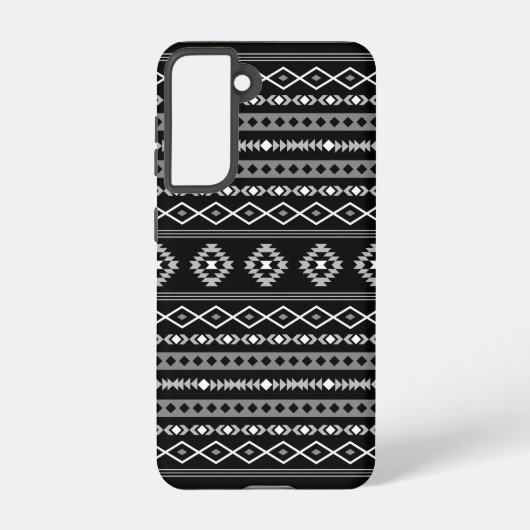 Aztec White Gray Black Mixed Motifs Muster Samsung Galaxy Hülle (Rückseite)
