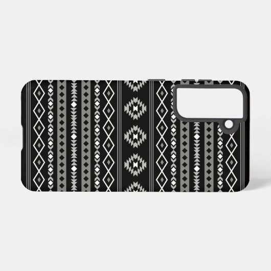 Aztec White Gray Black Mixed Motifs Muster Samsung Galaxy Hülle (Rückseite (Horizontal))