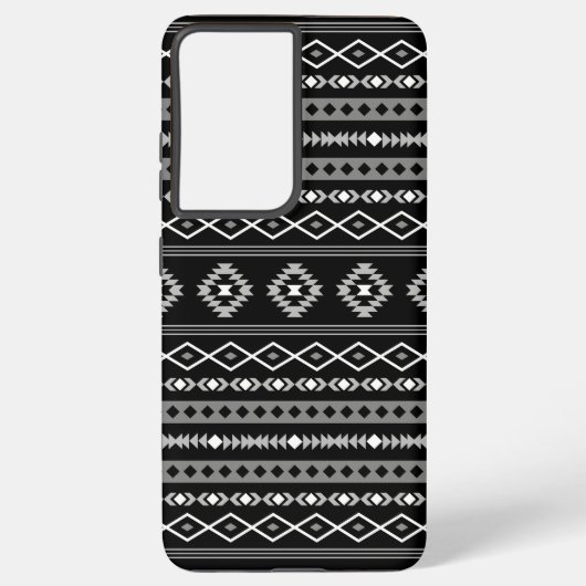 Aztec White Gray Black Mixed Motifs Muster Samsung Galaxy Hülle (Rückseite)