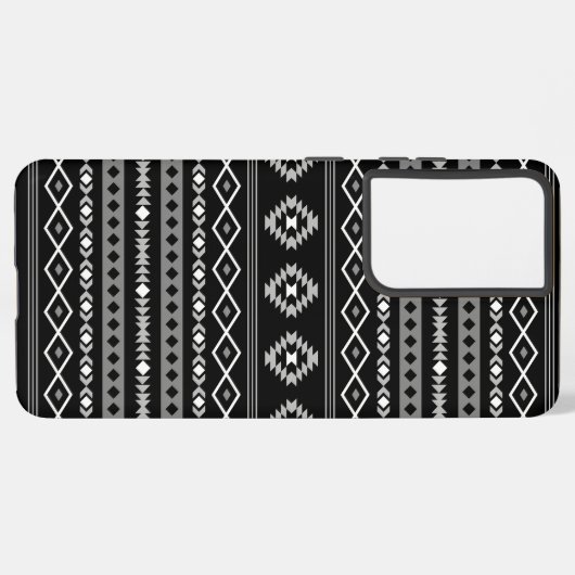 Aztec White Gray Black Mixed Motifs Muster Samsung Galaxy Hülle (Linke Seite)