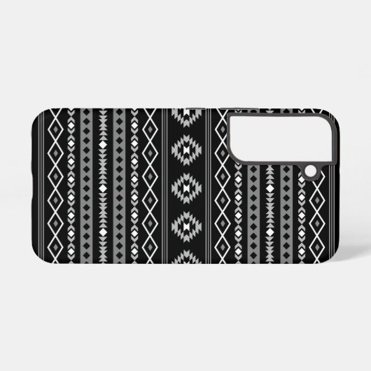 Aztec White Gray Black Mixed Motifs Muster Samsung Galaxy Hülle (Rückseite (Horizontal))