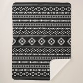 Aztec White Gray Black Mixed Motifs Muster Sherpadecke (Vorderseite)