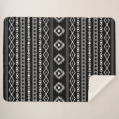 Aztec White Gray Black Mixed Motifs Muster Sherpadecke (Vorderseite (Horizontal))