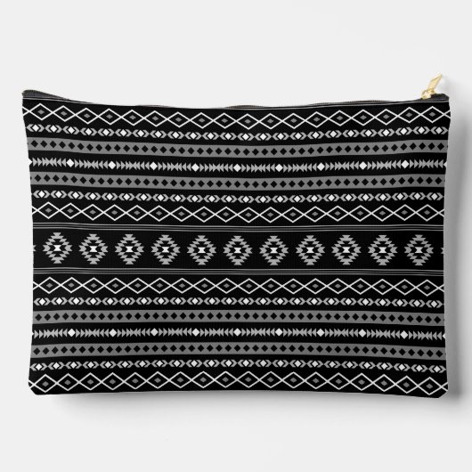 Aztec White Gray Black Mixed Motifs Muster Zubehörtasche (Rückseite)