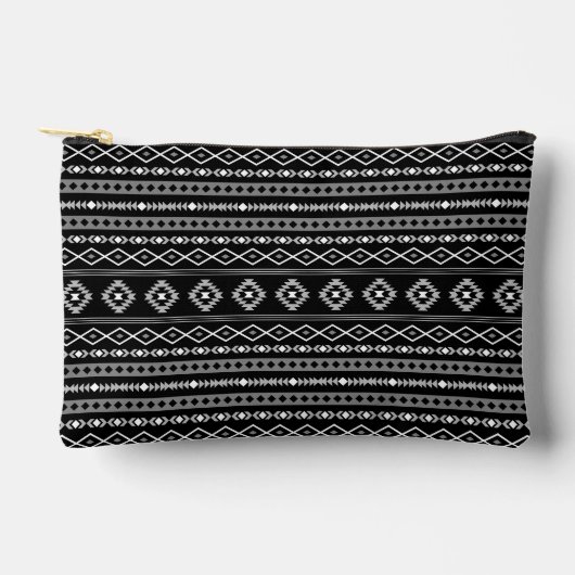 Aztec White Gray Black Mixed Motifs Muster Zubehörtasche (Vorderseite)