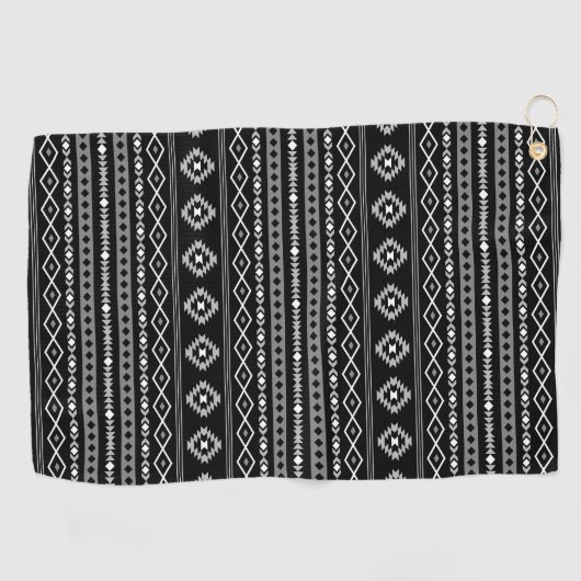 Aztec White Gray Black Mixed Motifs Rpt Muster Golfhandtuch (Horizontal)