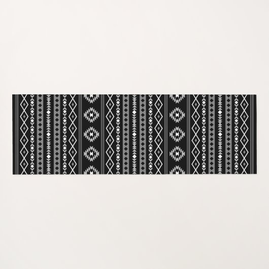 Aztec White Gray Black Mixed Motifs Rpt Muster Yogamatte (Rückseite (Horizontal))