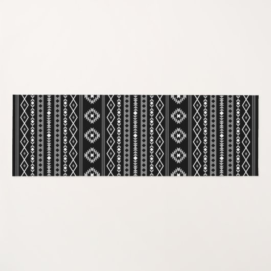 Aztec White Gray Black Mixed Motifs Rpt Muster Yogamatte (Vorderseite (Horizontal))
