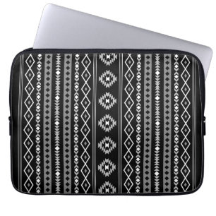 Aztec White Gray Black Mixed Motifs V Muster Laptopschutzhülle