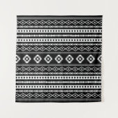 Aztec White on Black Mixed Motifs Pattern Wandteppich (Vorderseite)