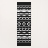 Aztec White on Black Mixed Motifs Pattern Yogamatte (Rückseite)