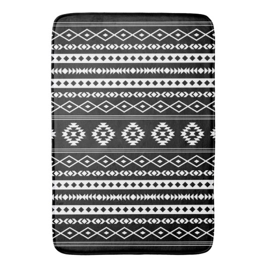 Aztec White on Black Mixed Motifs (V)-Muster Badematte (Vorderseite Vertikal)