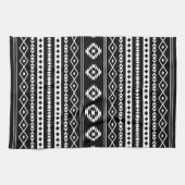 Aztec White on Black Mixed Motifs (V)-Muster Geschirrtuch (Horizontal)