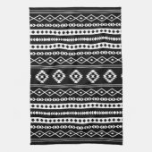 Aztec White on Black Mixed Motifs (V)-Muster Geschirrtuch (Vertikal)
